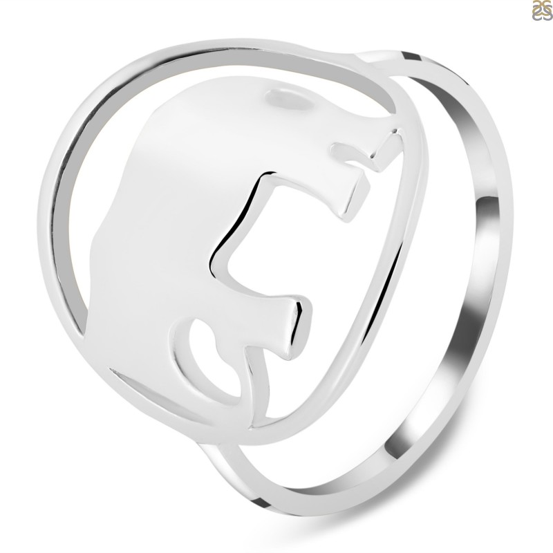 Elephant Plain Silver Ring