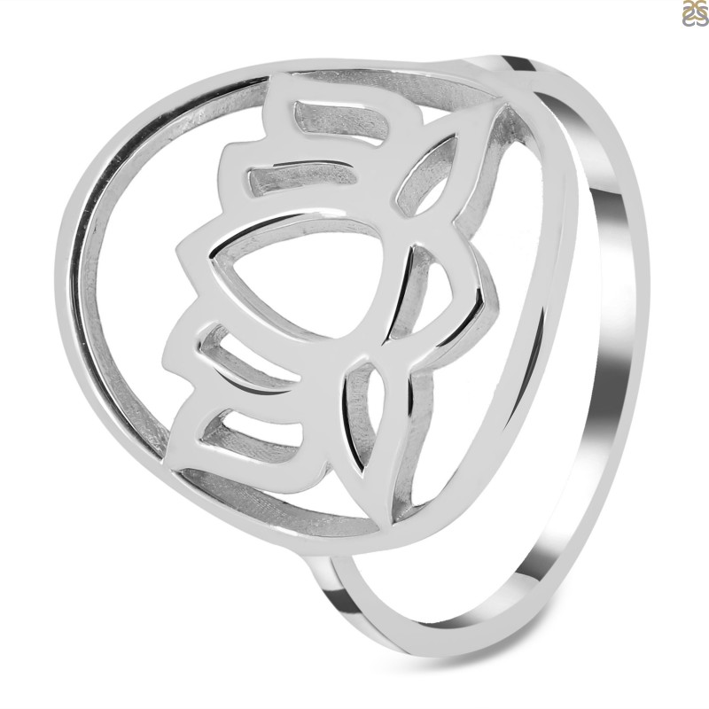 Lotus Plain Silver Ring