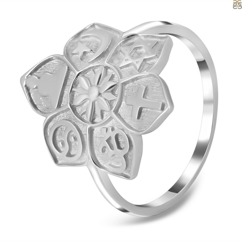 Unity Of Religions Plain Silver Ring