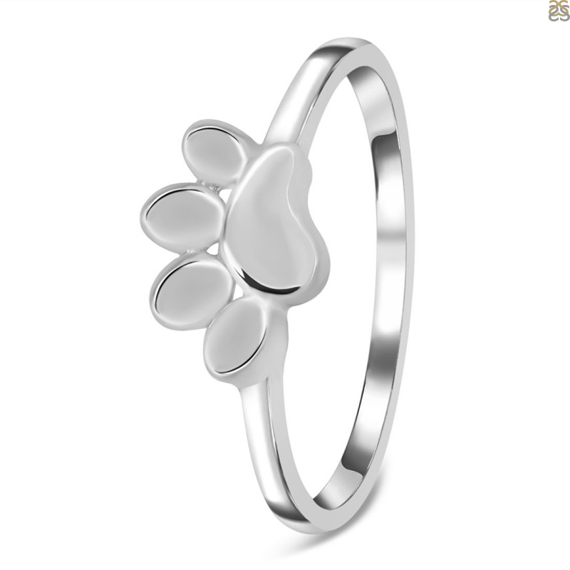 Handcrafted Dog Paw Ring, Sterling Silver Band, 24Kt Gold Plated Brass Paw,  Dog Lovers