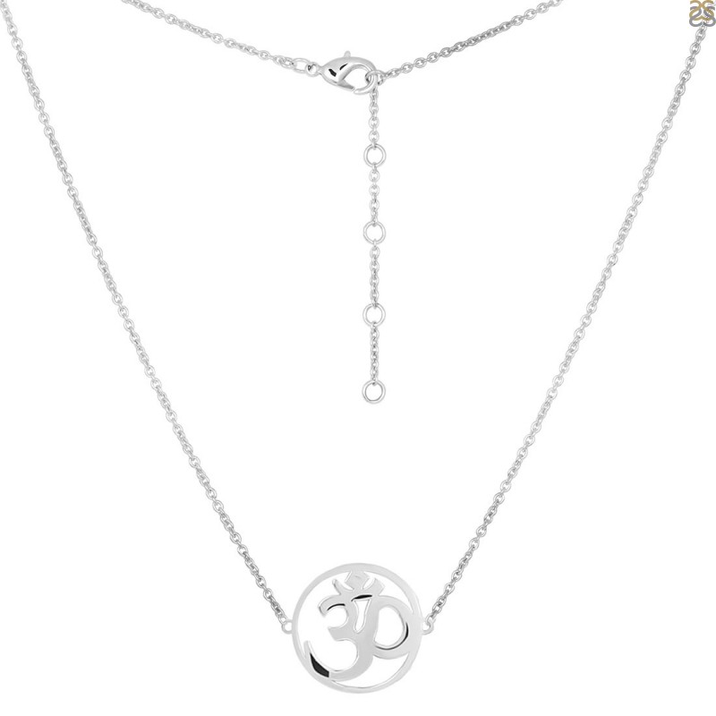 Om Plain Silver Necklace