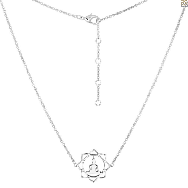 Human Body Chakra Plain Silver Necklace