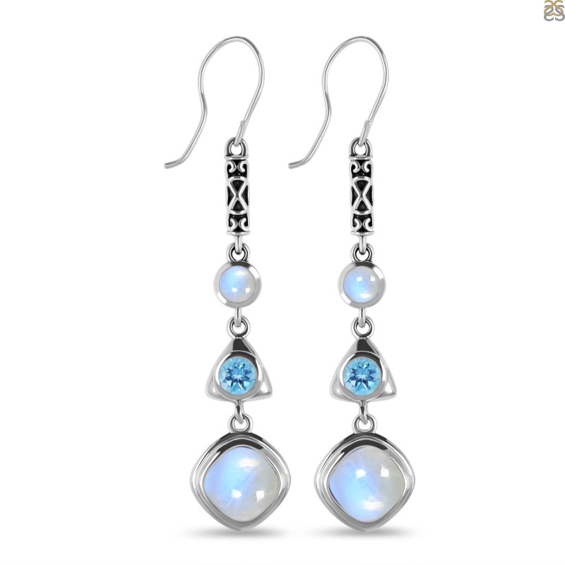 Moonstone & Blue Topaz Earring