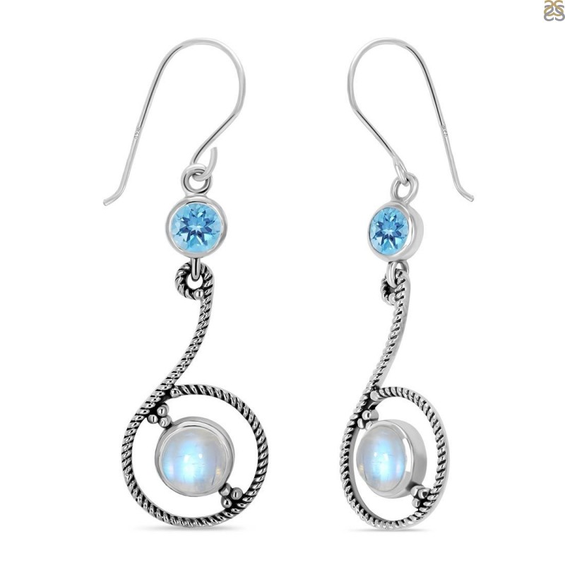 Moonstone & Blue Topaz Earring