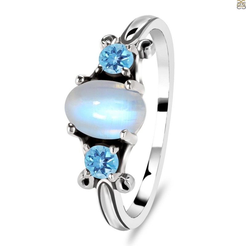 Moonstone & Blue Topaz Ring