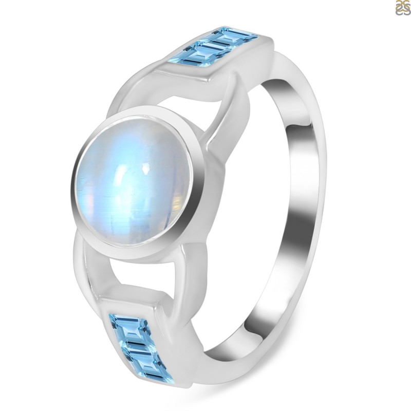 Moonstone & Blue Topaz Ring