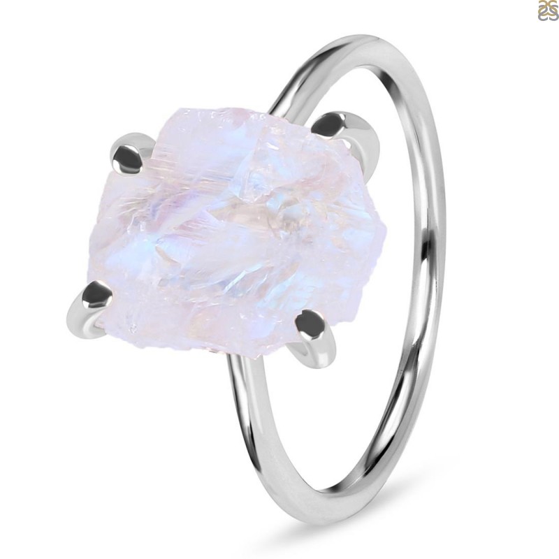 Moonstone Raw Crystal Ring