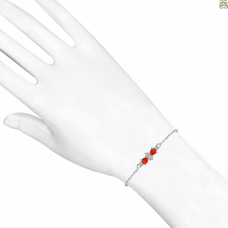 Garnet & White Topaz Bracelet With Adjustable Slider Lock