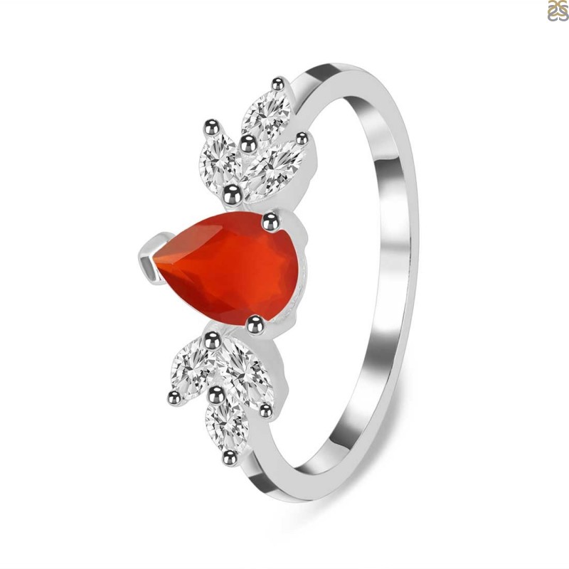 Red Onyx & White Topaz Ring