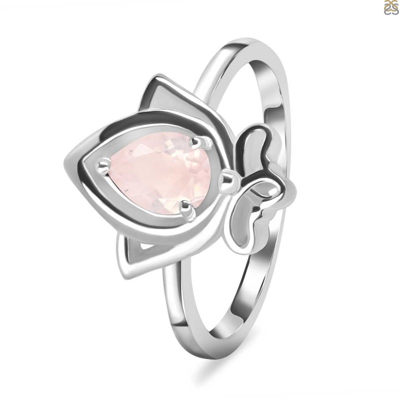 Rose Quartz Lotus Ring