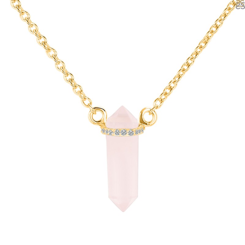 18k Rose Gold Royal Rose Quartz Pendant Necklace with Diamonds | Rose  quartz necklace pendants, Quartz pendant, Quartz pendant necklace