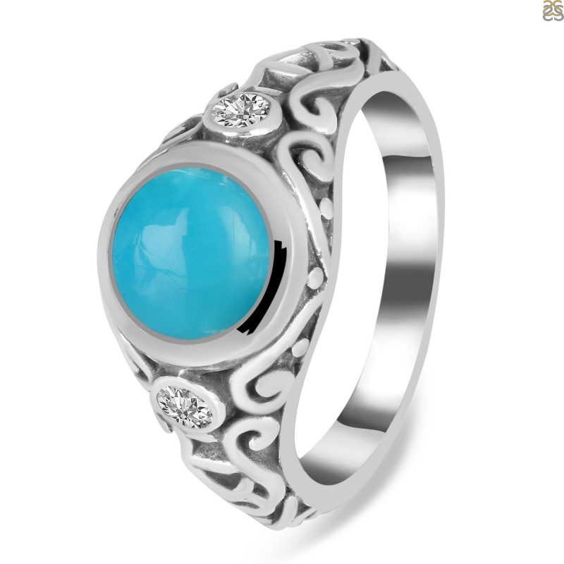 Turquoise & White Topaz Ring