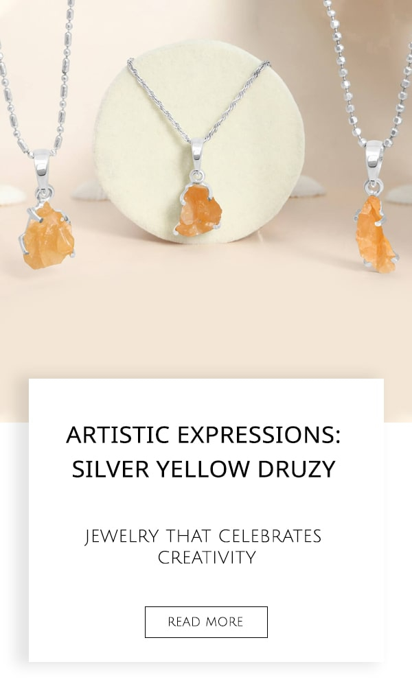 Silver Yellow Druzy Jewelry