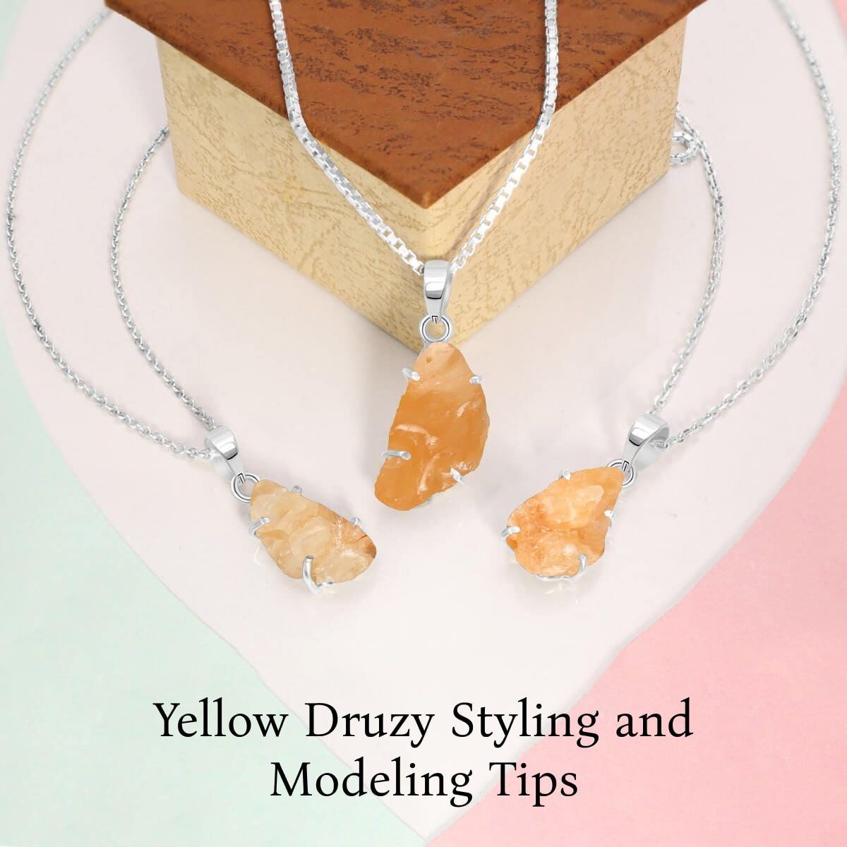 Styling and Modeling Yellow Druzy Jewelry Styling and Modeling Yellow Druzy Jewelry