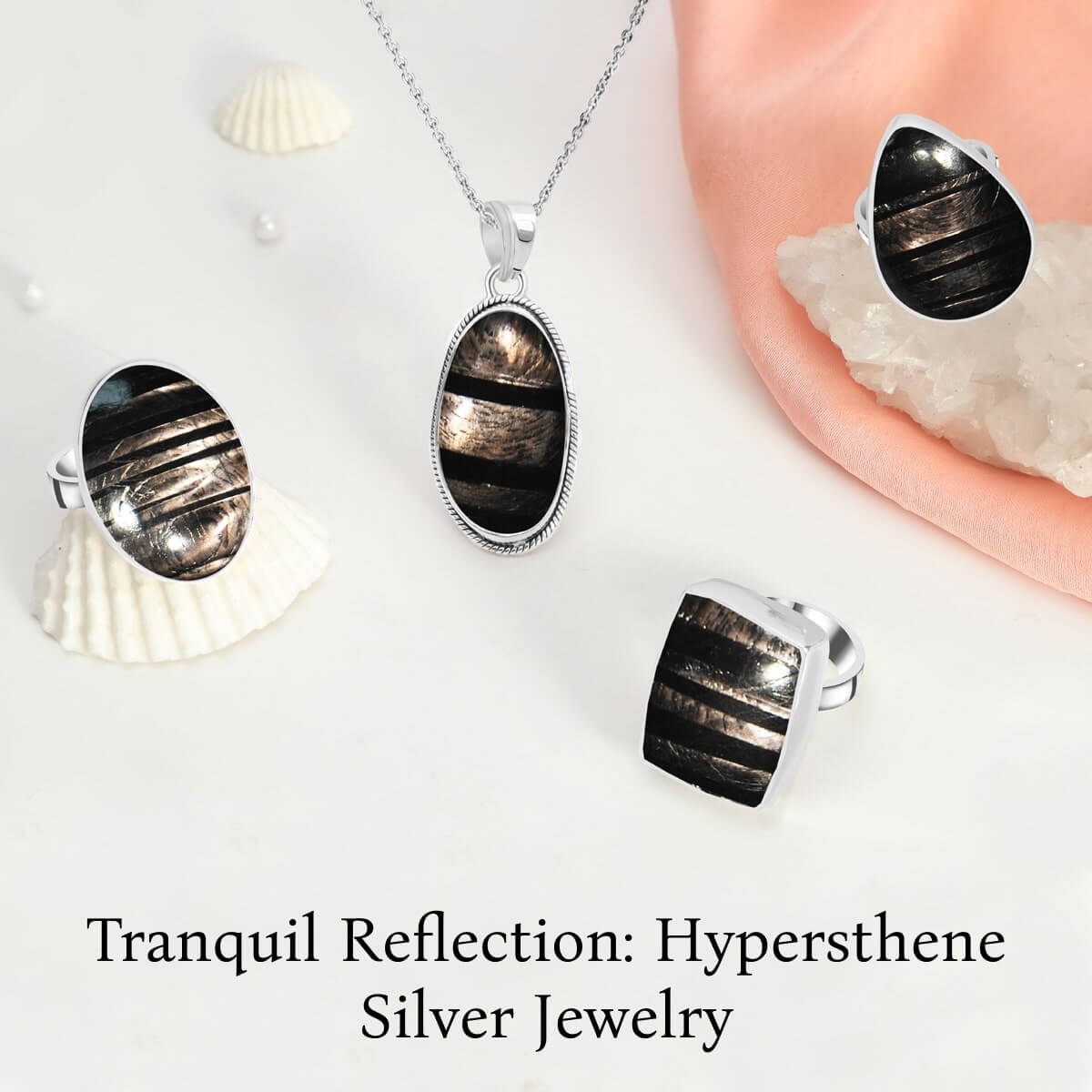 Meditation with Hypersthene Plain Silver Jewelry