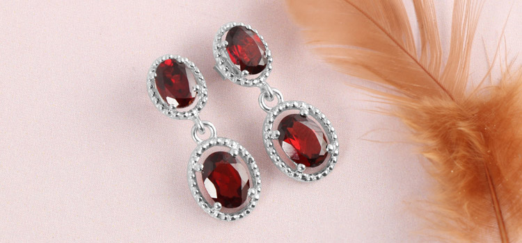 Garnet stud earrings