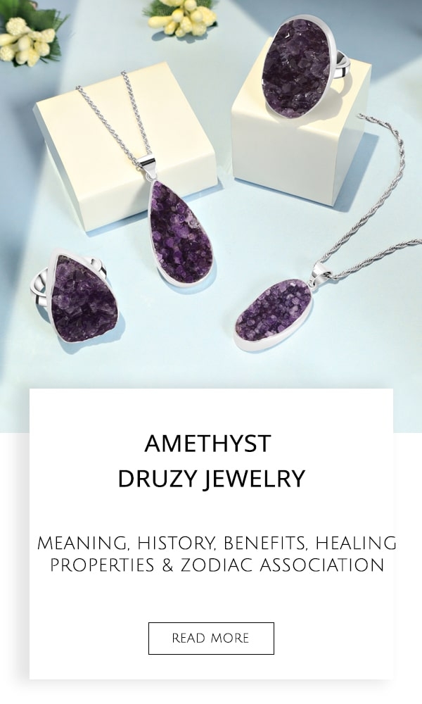 Amethyst Druzy Jewelry - Meaning, History, Benefits, Healing Properties & Zodiac Association