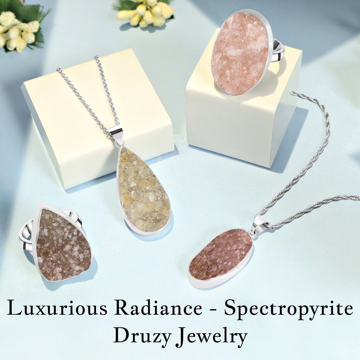 Spectropyrite Druzy Jewelry
