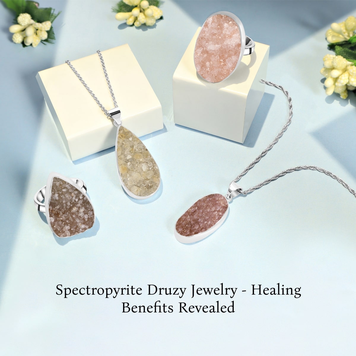 Spectropyrite Druzy Jewelry - Benefits & Its Healing Properties