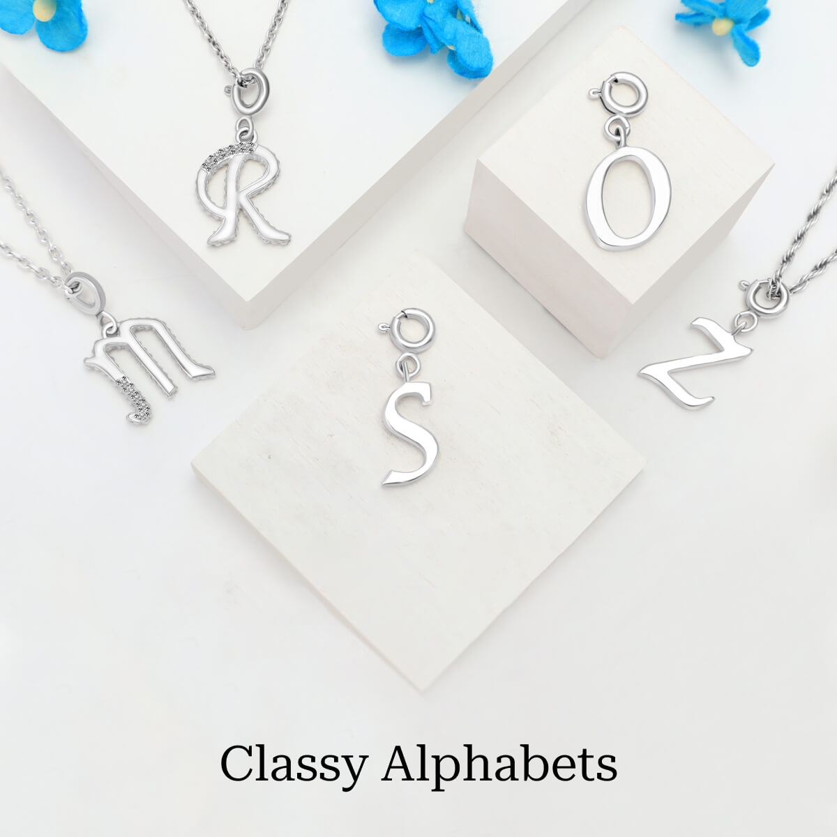 Plain Silver Alphabet Pendant