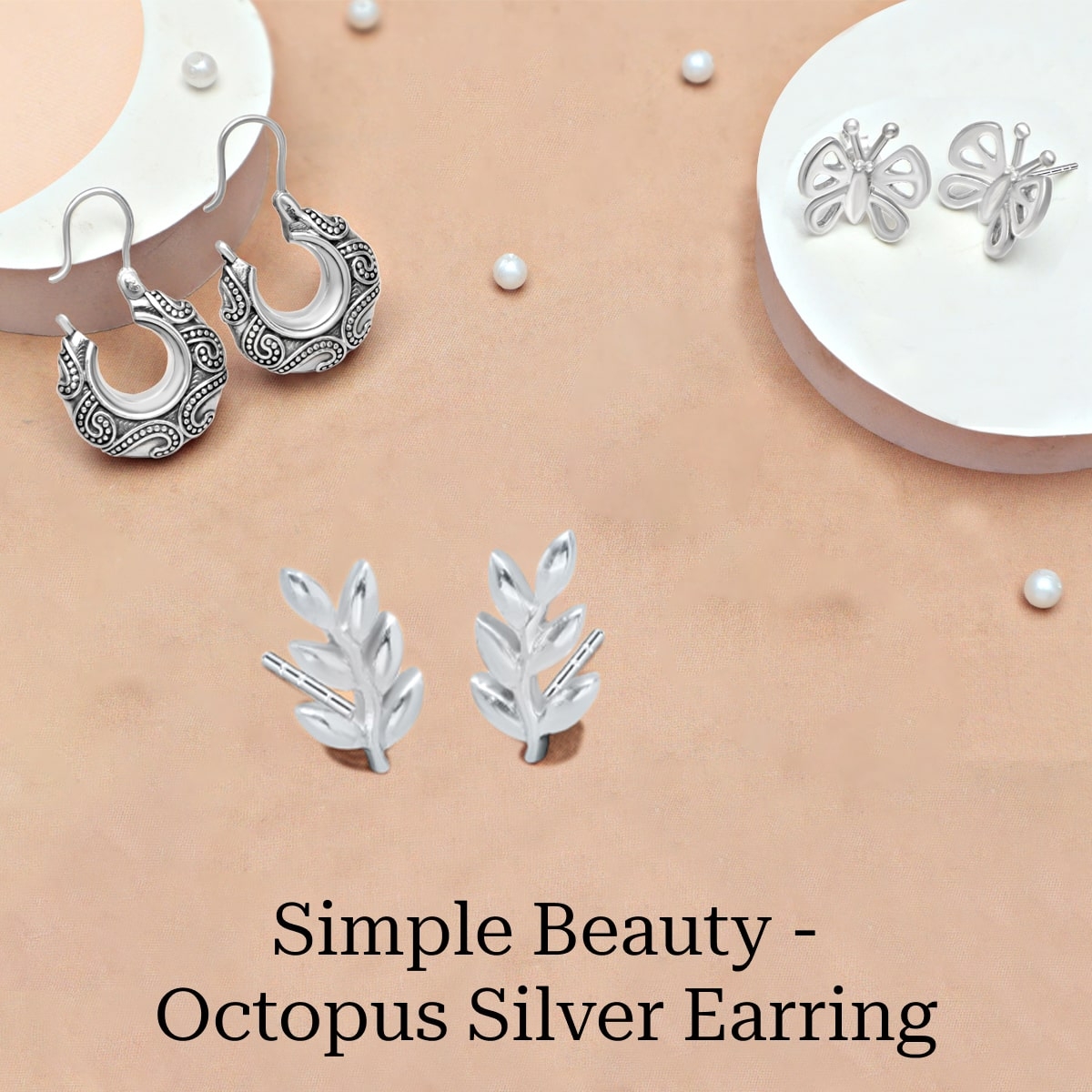 Plain Silver Octopus Earring