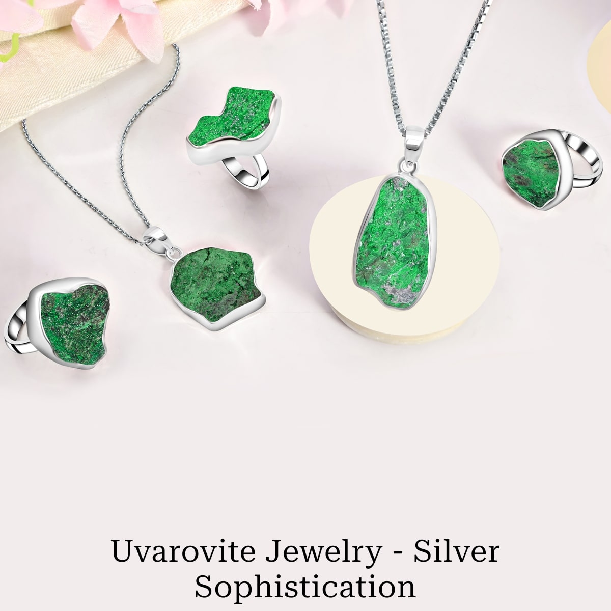 Chic and Charismatic: Silver Uvarovite Jewelry for Unforgettable Style Silver Uvarovite Jewelry