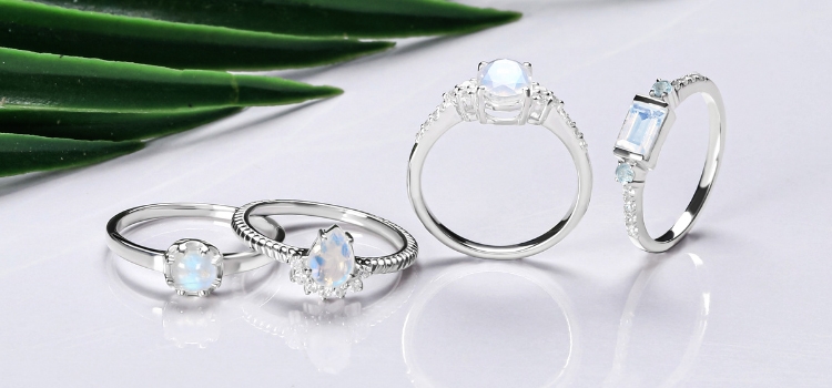 Moonstone rings sterling silver