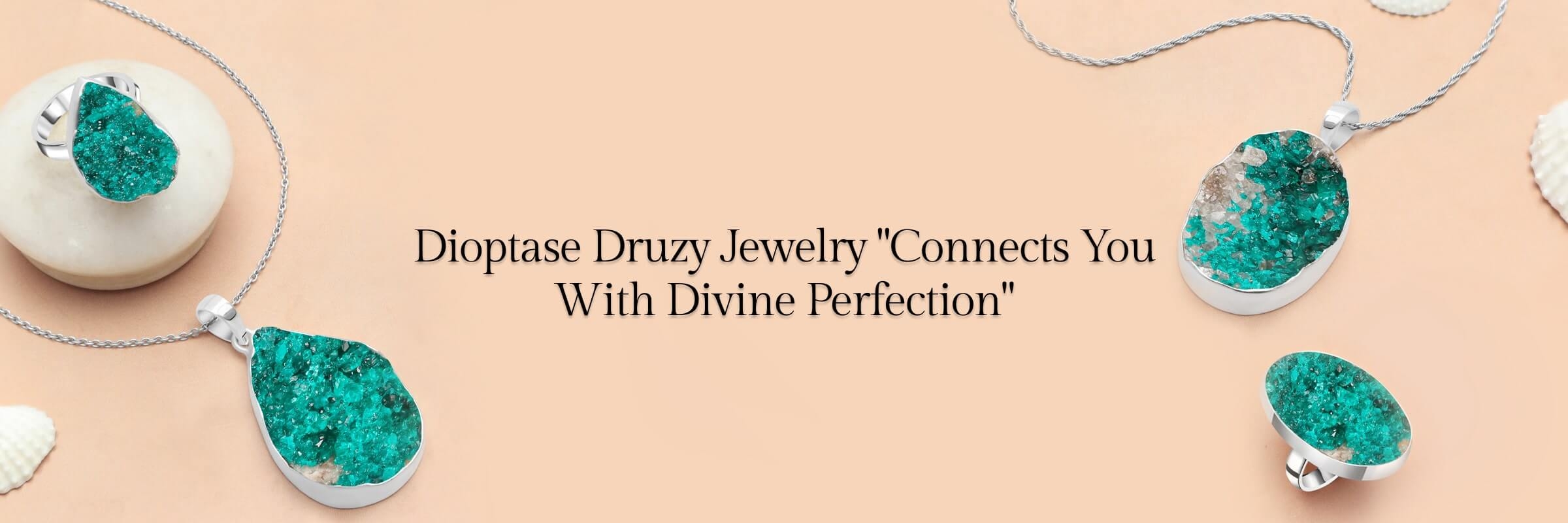 Dioptase Druzy Jewelry Spiritual Healing Properties