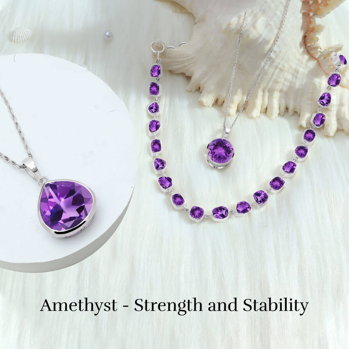 Real Stone Amethyst Necklace With Cz Clasp