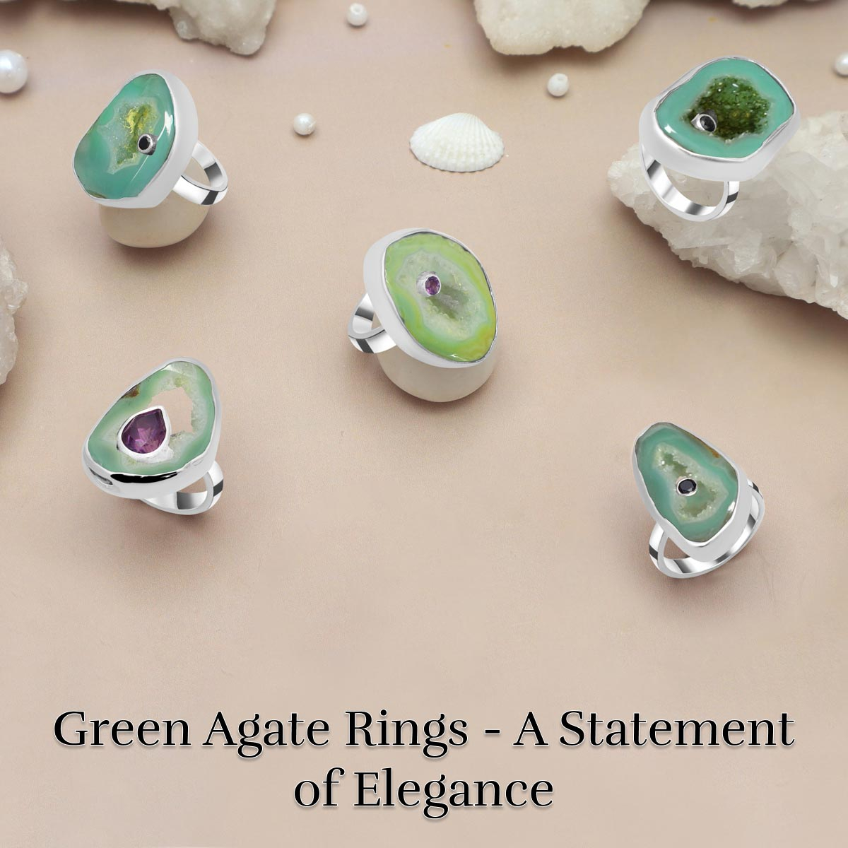 Styling Green Agate Rings - A Pinch of Salt To Your Personality Styling Green Agate Rings