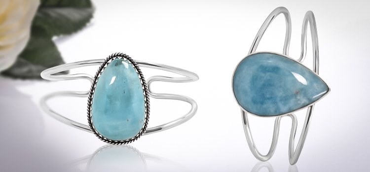 Aquamarine Gemstone Cuff Bracelet