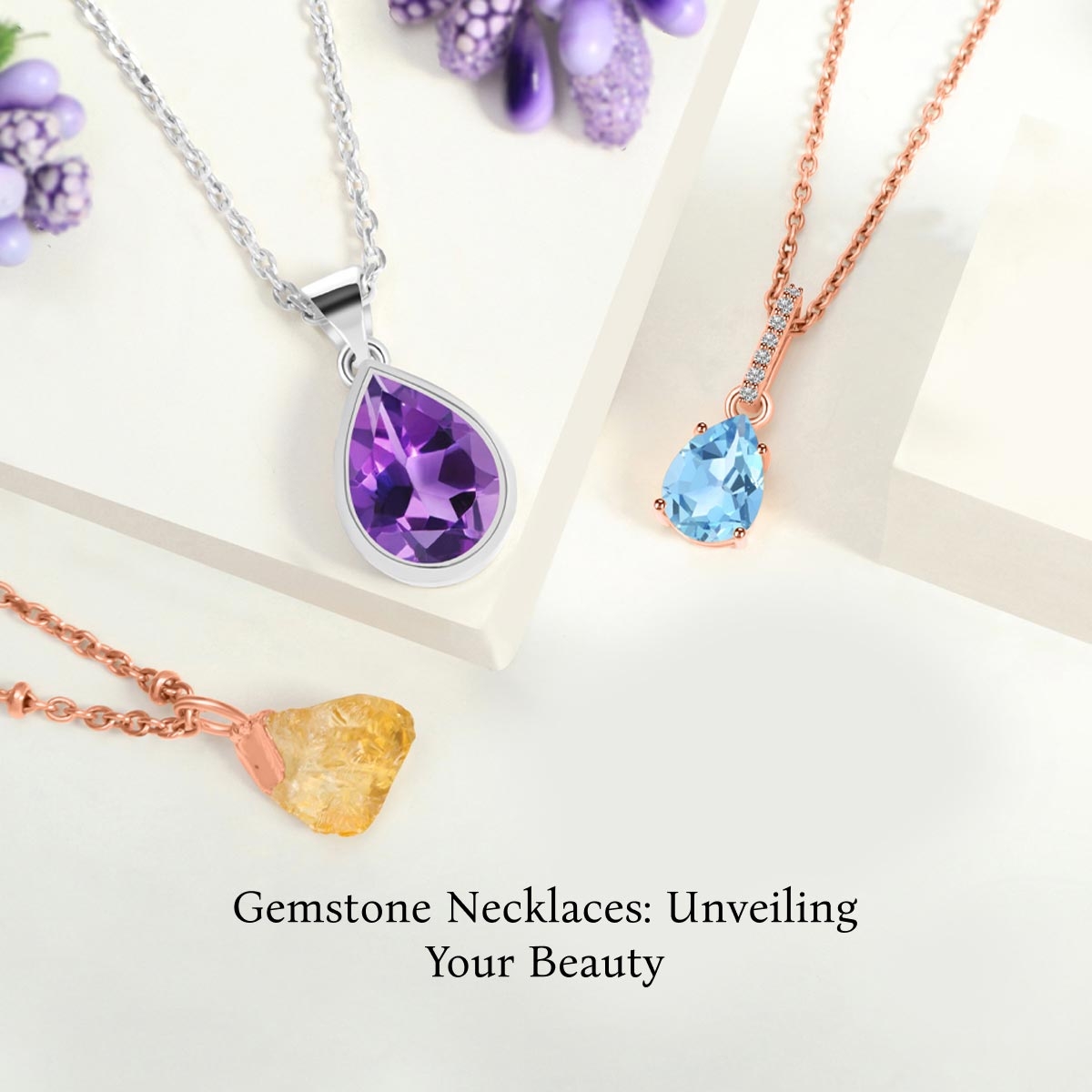 Chalcedony Gemstone Chain Necklace Gift Box