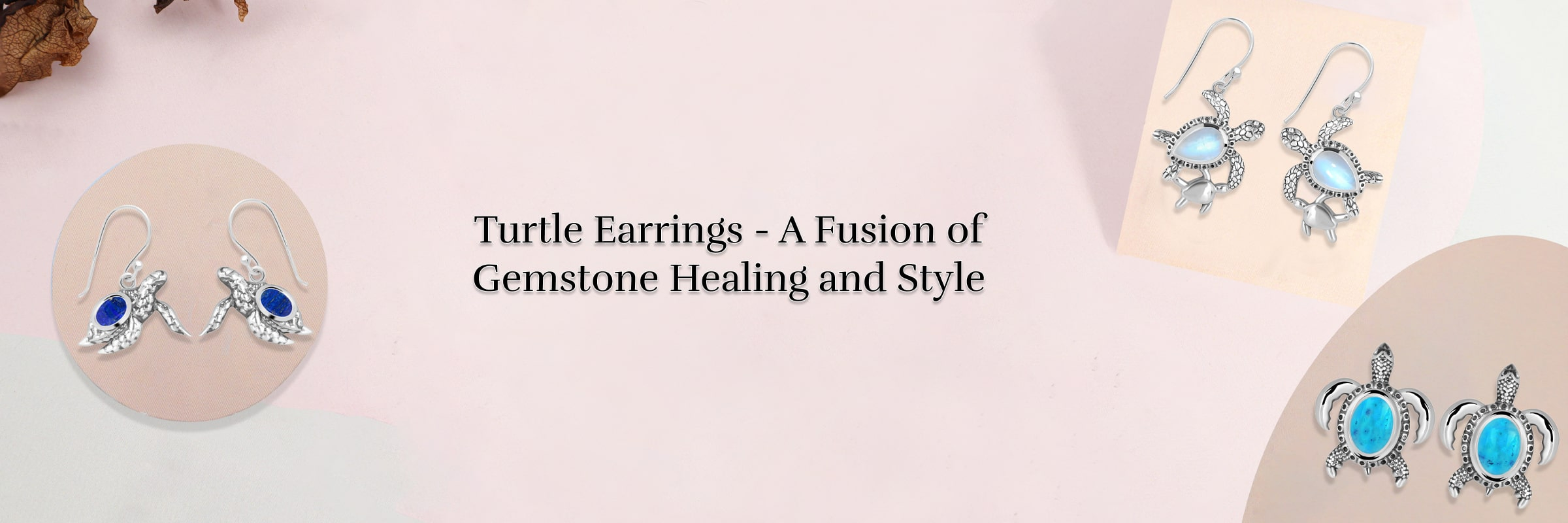 Turtle Earrings Featuring Healing Gemstones
