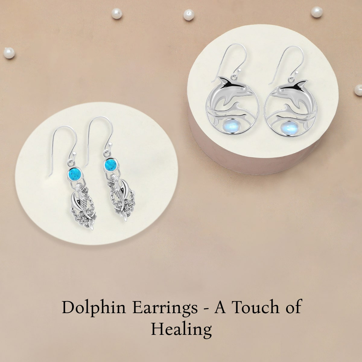 Dolphin Earrings Featuring Healing Gemstones