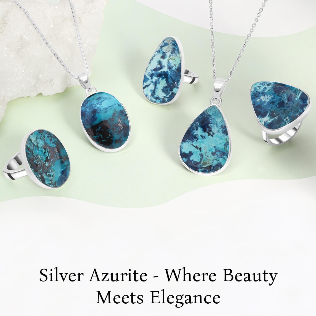 Silver Azurite Gemstone Jewelry