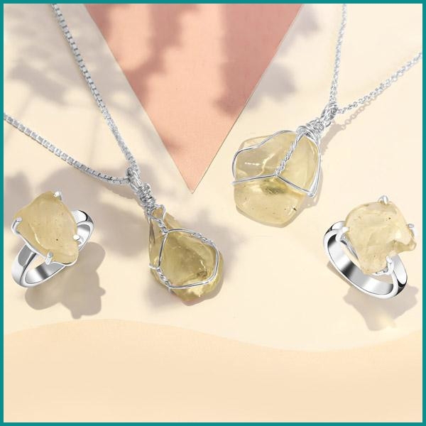 Moldivite & Libyan Desert Glass Combination Shaman Talisman Necklace