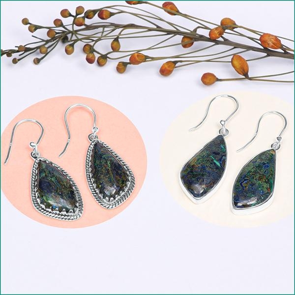 Azurite Malachite Stone Earrings