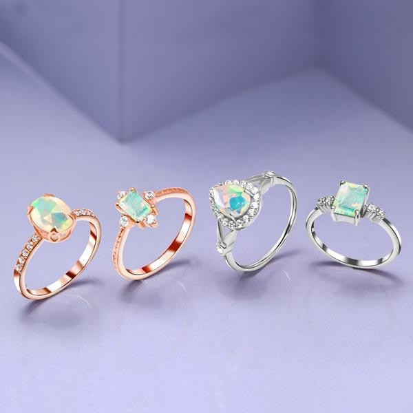 silver and Rose Gold Opal Ring