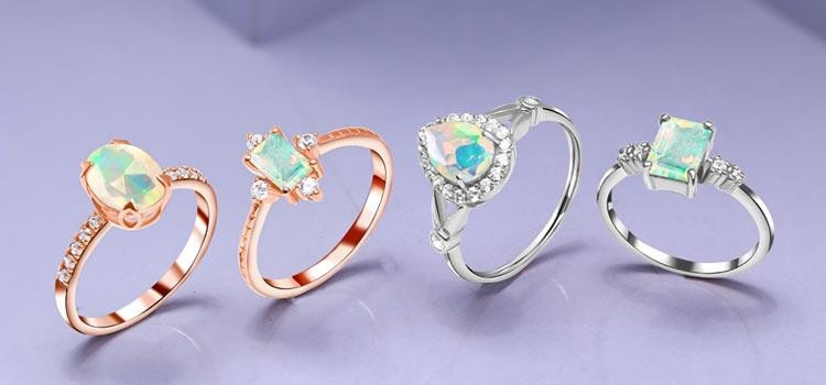 silver and Rose Gold Opal Ring