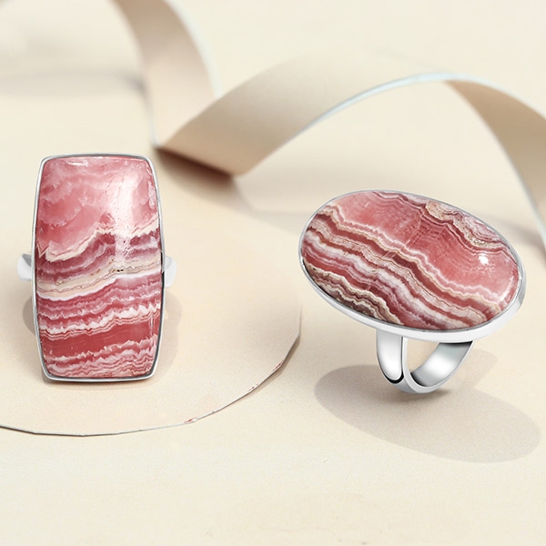 Rhodochrosite Rings