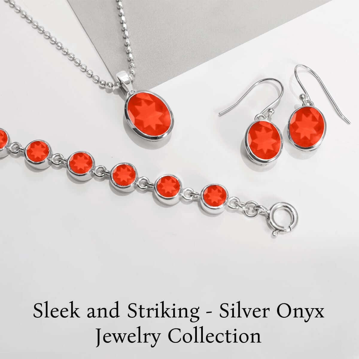 Silver Red Onyx Jewelry