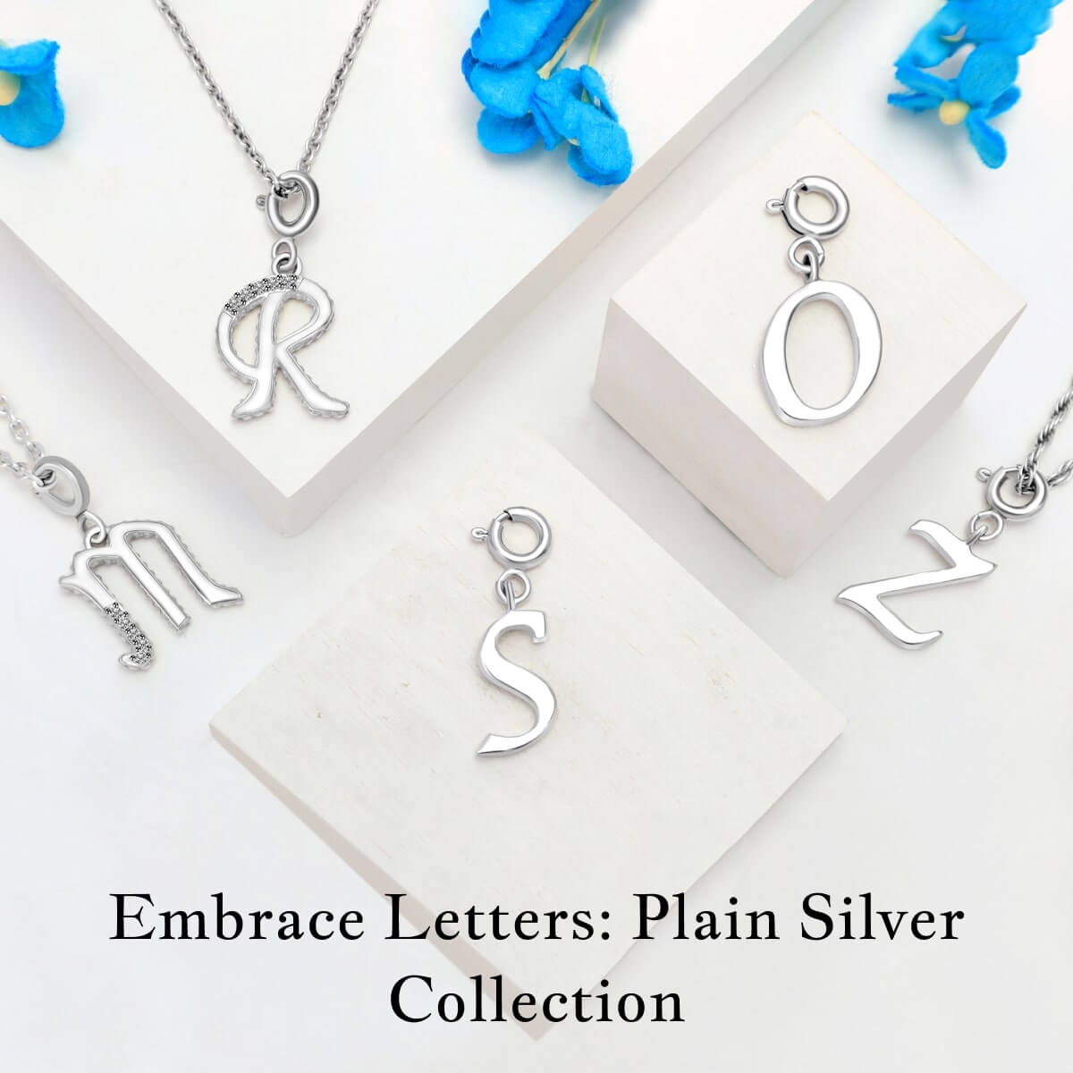 Plain Silver Alphabet Jewelry Collection Plain Silver Alphabet Jewelry Collection