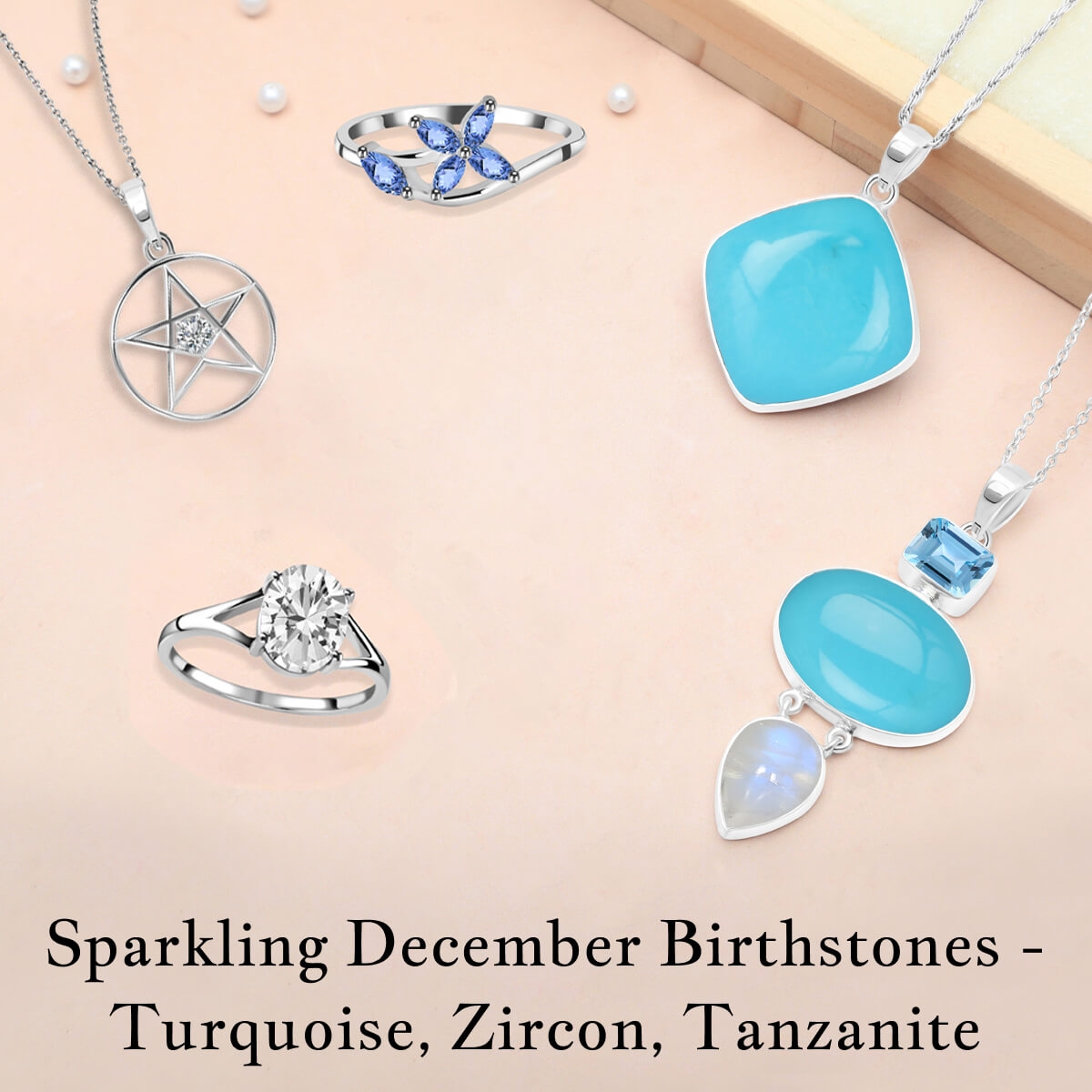 Turquoise, Zircon, and Tanzanite December Birthstones