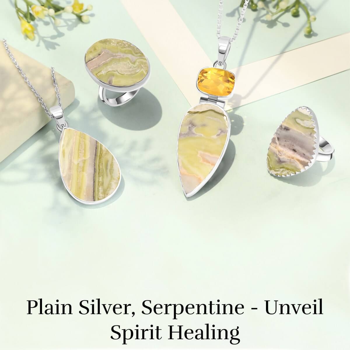 Plain Silver Jewelry Made of Serpentine Encourages Spirit Healing